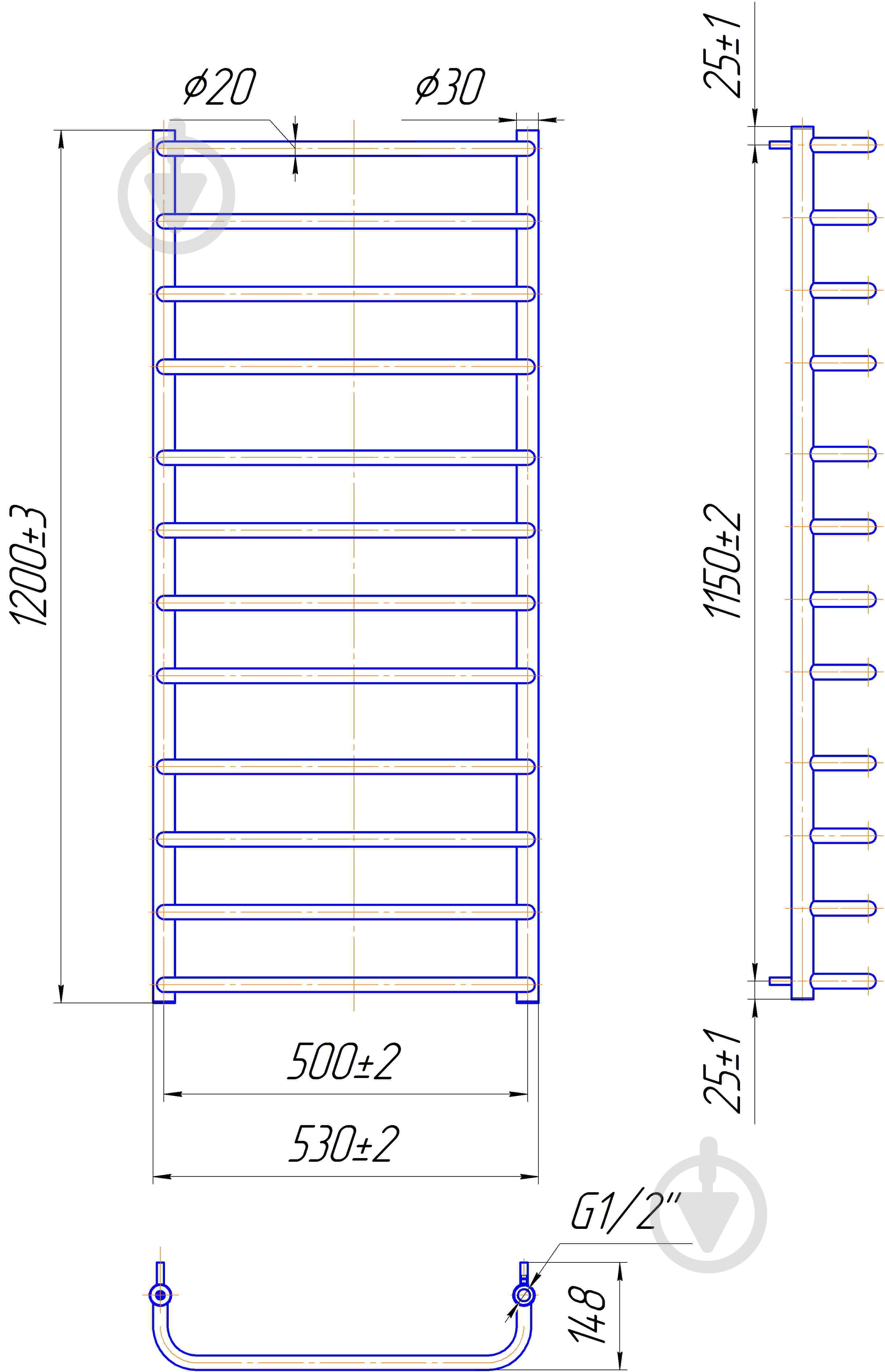 Рушникосушарка Mario Стандарт 1200х530/500 - фото 4