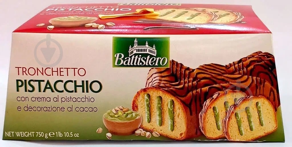 Кекс Battistero Tronchetto рулет с фисташковым кремом 750 г 8 шт/ящ - фото 1 Кекс Battistero Tronchetto рулет с фисташковым кремом 750 г 8 шт/ящ - фото 1