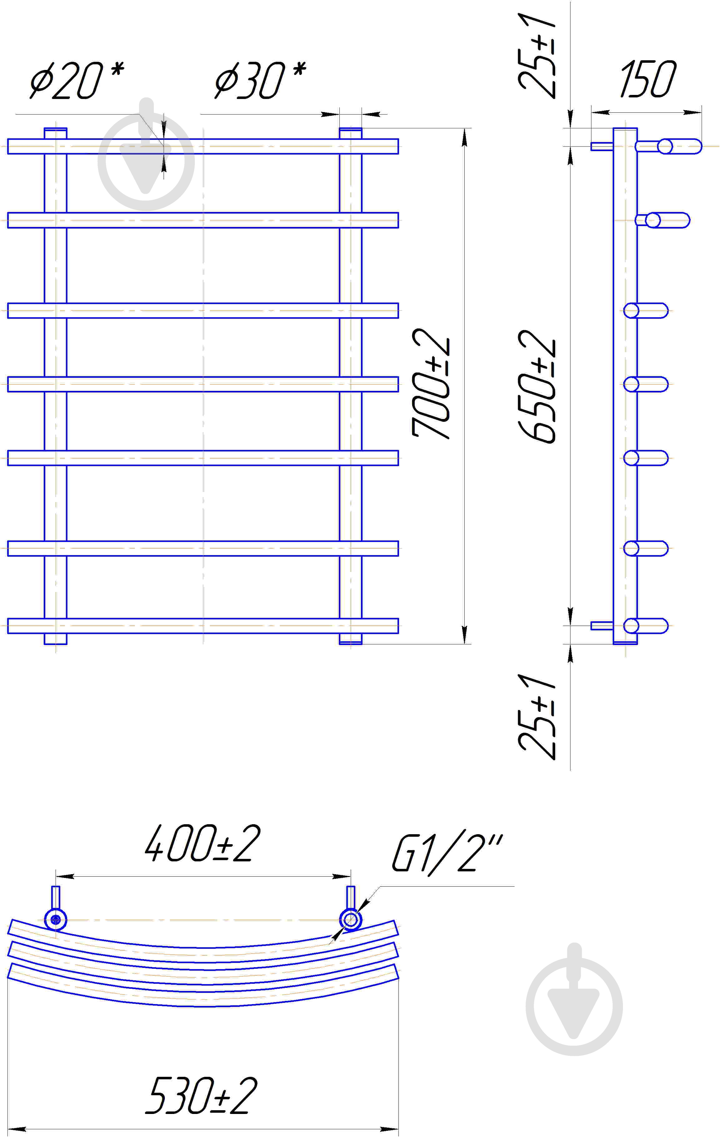 Рушникосушарка Mario Маріо 700х530/400 - фото 3
