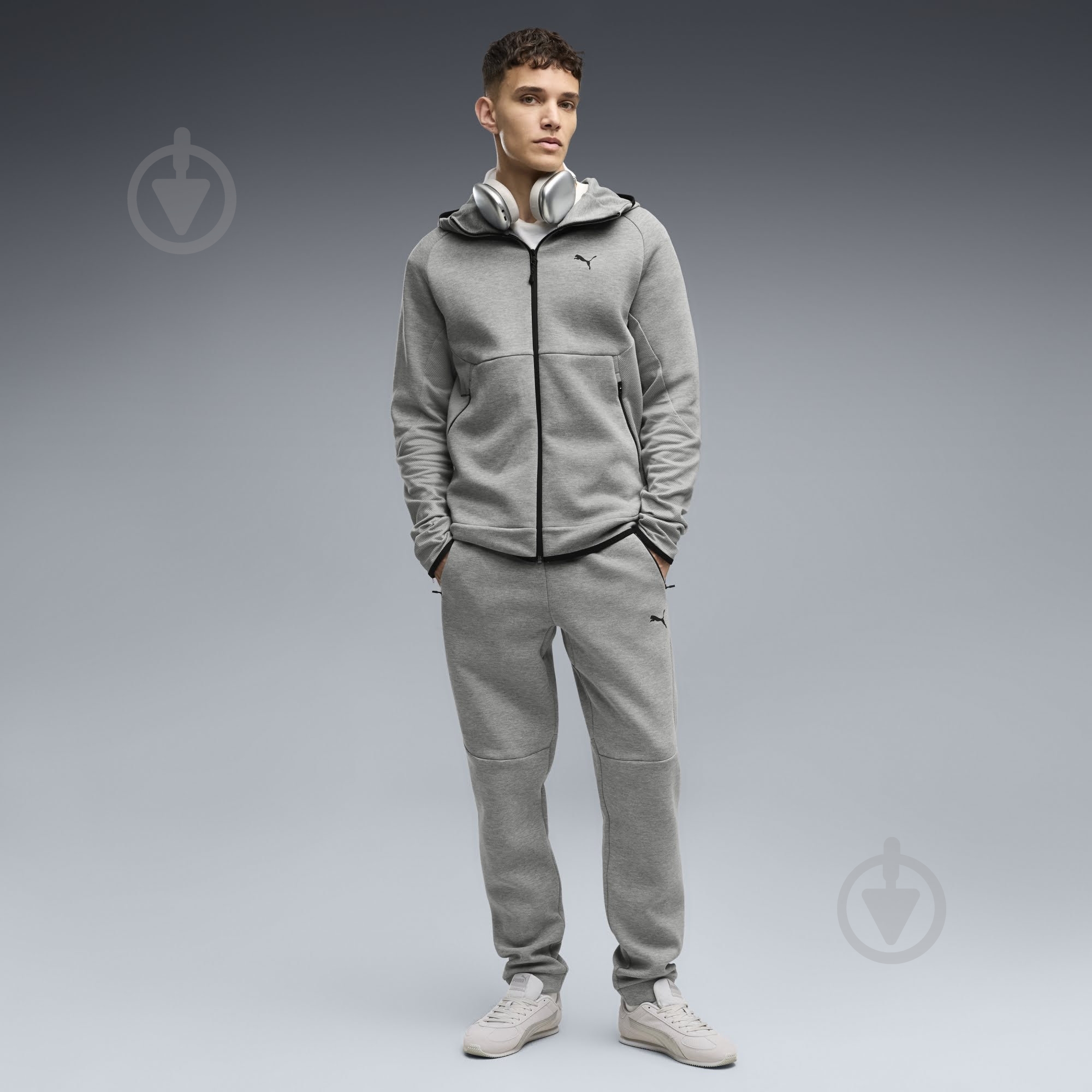 Джемпер Puma PUMATECH Slim Elevated Full-Zip Hoodie DK 69395103 р.L серый - фото 3