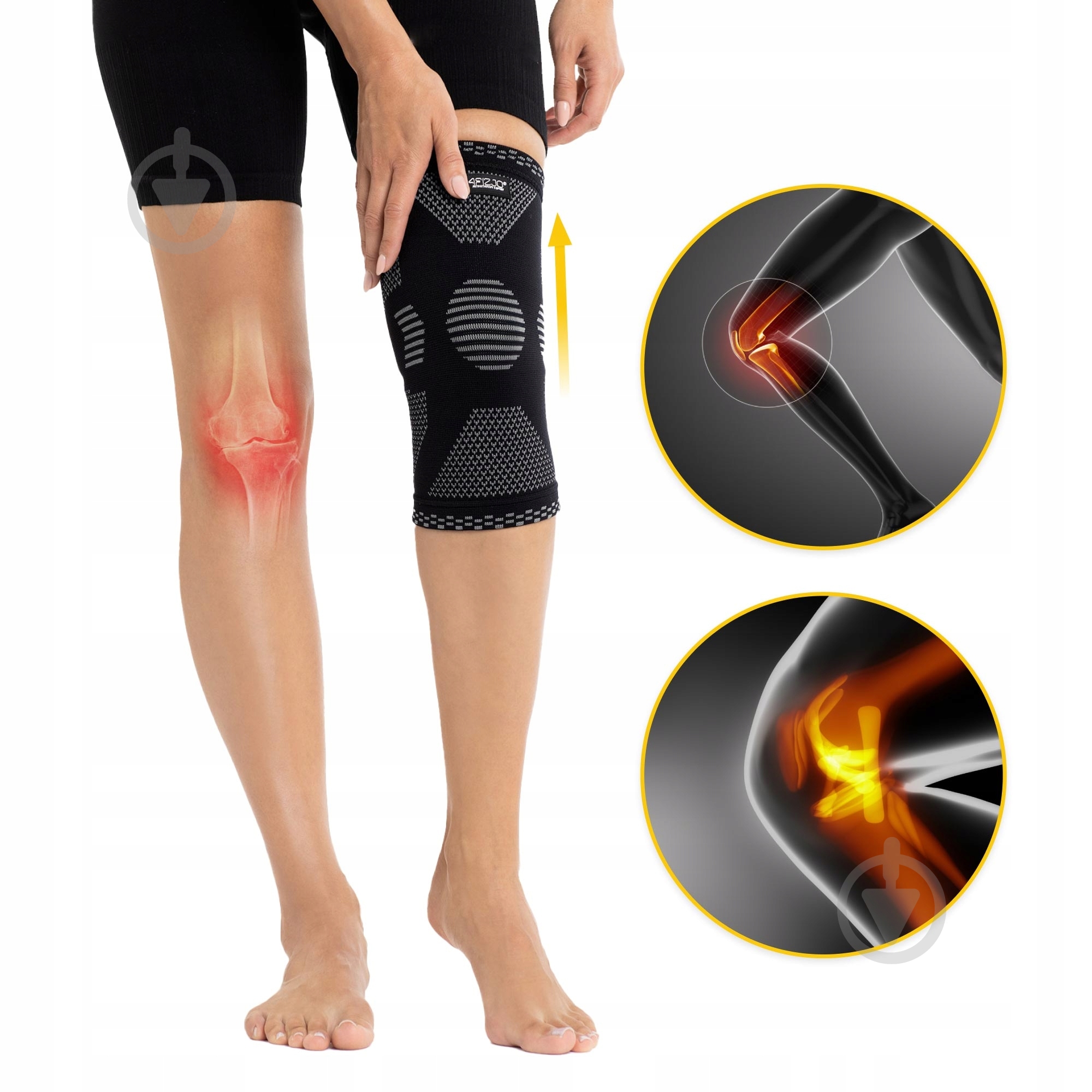 Бандаж для колена 4fizjo (P-5907739317919) р. XXL черный с серым - фото 9 Бандаж для колена 4fizjo (P-5907739317919) р. XXL черный с серым - фото 9