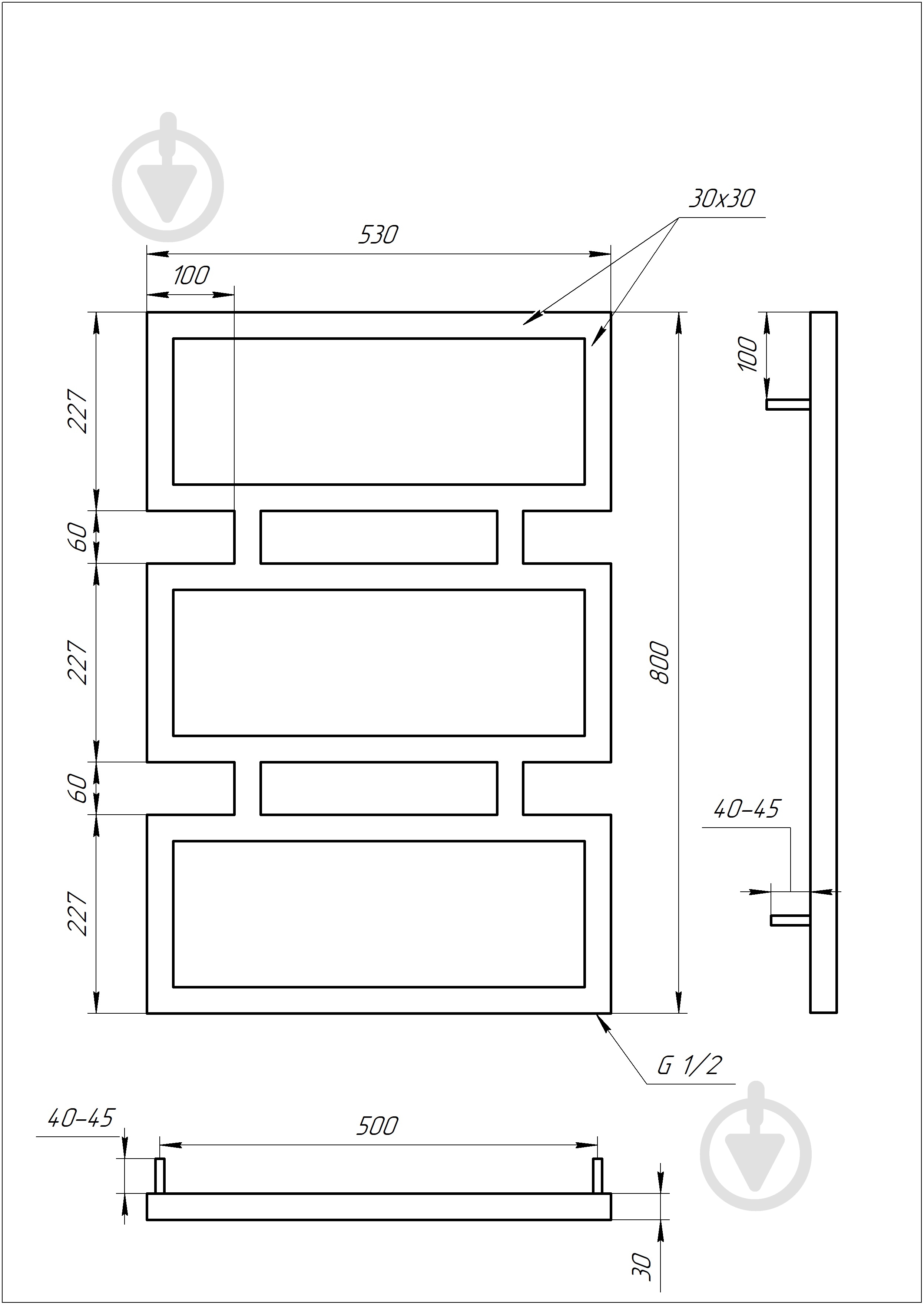 Полотенцесушитель водяной GenesisAqua Quattro/B800 - фото 6 Полотенцесушитель водяной GenesisAqua Quattro/B800 - фото 6