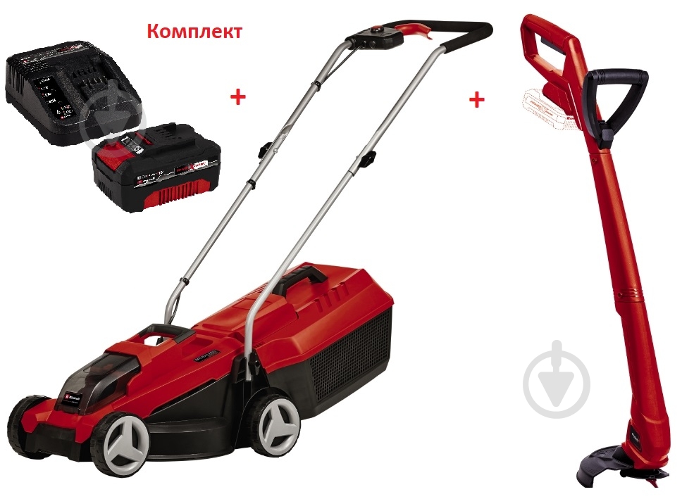 Газонокосарка акумуляторна Einhell GE-CM 18/32 Li +Тример акум. GC-CT 18/24 Li P +Акум.+пристрій заряд 18V 4.0 Ah K - фото 1