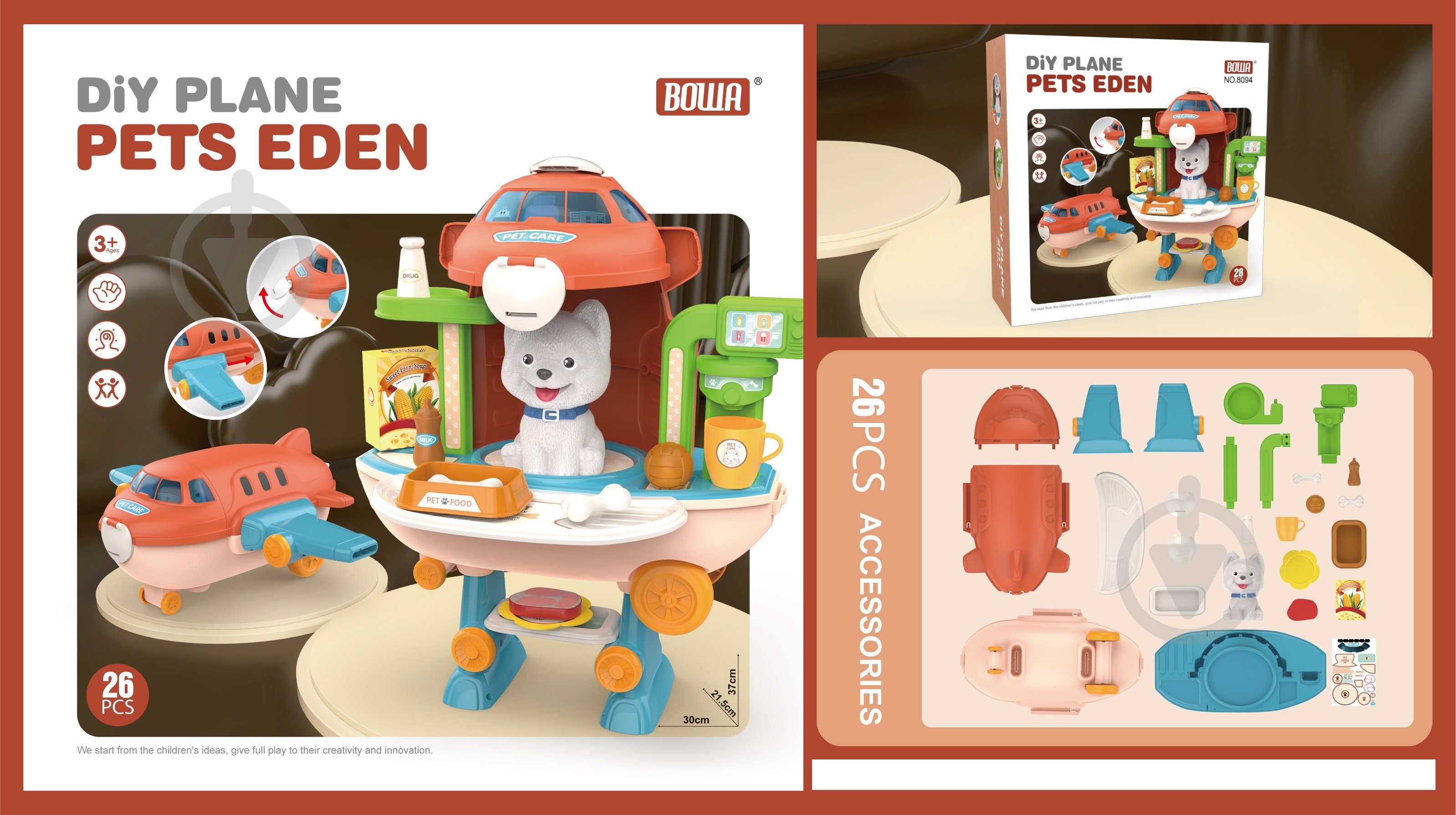 Игровой набор Bowa 2 в 1 самолет грумер 26 элементов MX0388375 - фото 2 Игровой набор Bowa 2 в 1 самолет грумер 26 элементов MX0388375 - фото 2