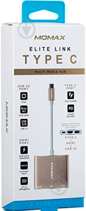 Кардридер MOMAX Elite Type C Multi-Media Hub Gold (DHC4L) - фото 7