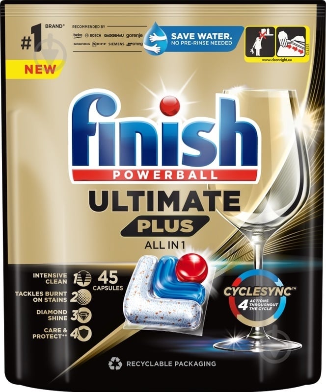 Таблетки для посудомийних машин Finish Ultimate Plus All in 1 45 шт. - фото 1