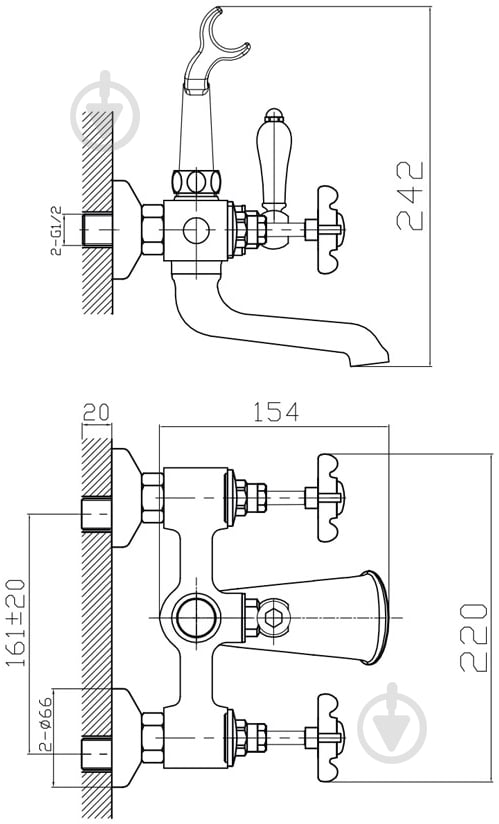 Смеситель для ванны Imprese Cuthna 10280 stribro - фото 2 Смеситель для ванны Imprese Cuthna 10280 stribro - фото 2