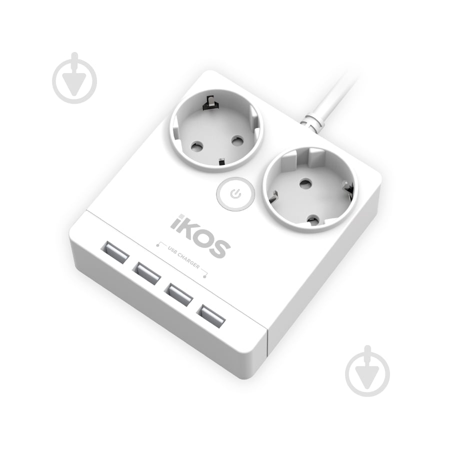 Сетевой фильтр IKOS F24S-U с заземлением 2 гн. white 1,5 м 0005-CEF - фото 1 Сетевой фильтр IKOS F24S-U с заземлением 2 гн. white 1,5 м 0005-CEF - фото 1