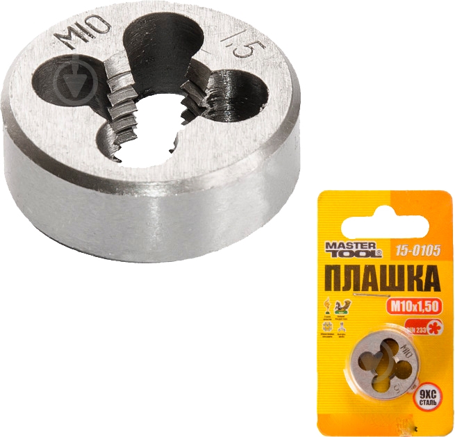 Плашка для нарезания резьбы М10х1.5мм MASTERTOOL 1 шт. 15-0105 - фото 1