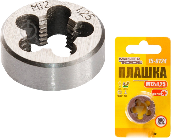 Плашка для нарізування різьблення М12х1.25мм MASTERTOOL 1 шт. 15-0124 - фото 1