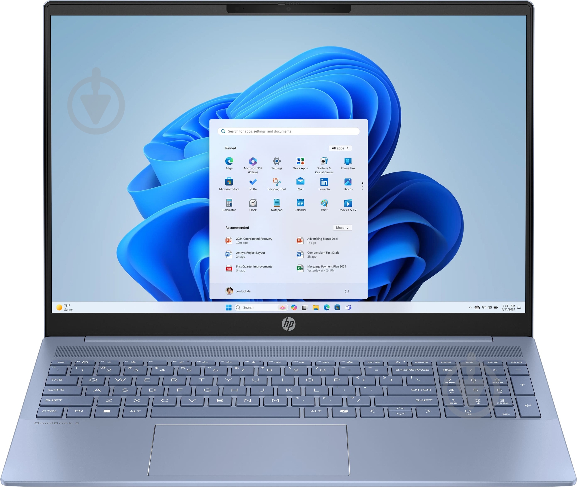 Ноутбук HP OmniBook 5 16-af1011ua 16" (BV5W5EA) sky blue - фото 1