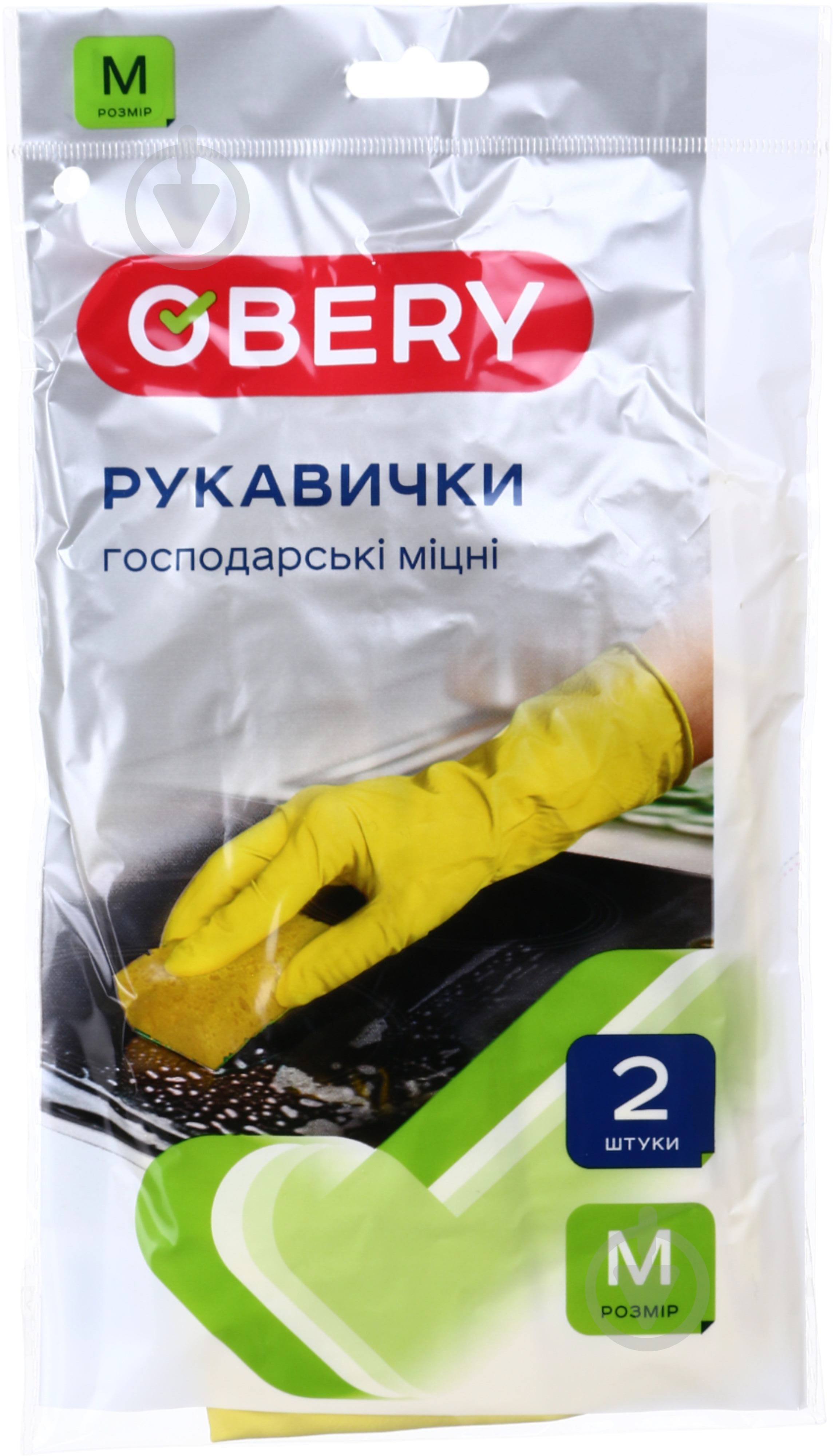 Рукавички латексні OBERY латексні міцні р. M 1 пар/уп. - фото 1