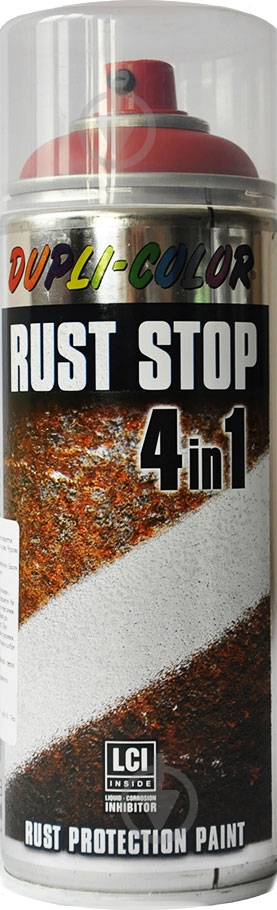 Эмаль Dupli-Color аэрозольная Rust Stop 4 в 1 RAL 3000 RAL 3000 темно-красный мат 400 мл - фото 1