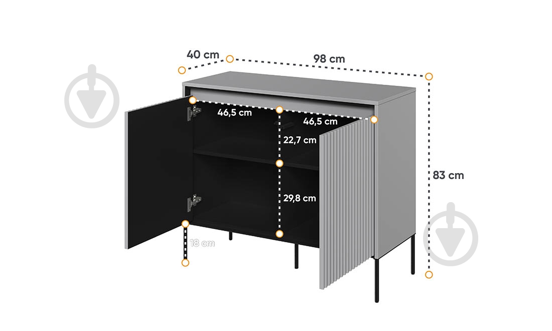 Буфет 2-дв Тренд серый/черный 830х980х400 мм - фото 3