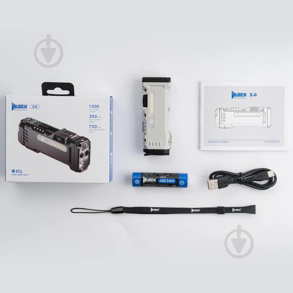 Фонарь ручной Wuben X4 White (7 режимів, 1500 лм, 205м, до 720 год) 1500 Lm - фото 7 Фонарь ручной Wuben X4 White (7 режимів, 1500 лм, 205м, до 720 год) 1500 Lm - фото 7