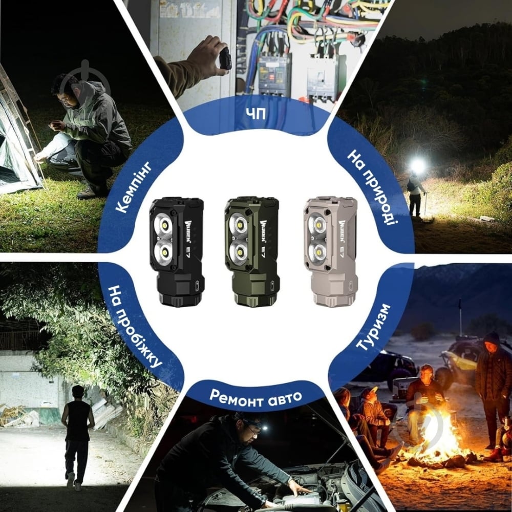 Ліхтар універсальний Wuben E7 Black (6 режимів, 1800 лм, 132м, до 60 год) - фото 15 Ліхтар універсальний Wuben E7 Black (6 режимів, 1800 лм, 132м, до 60 год) - фото 15