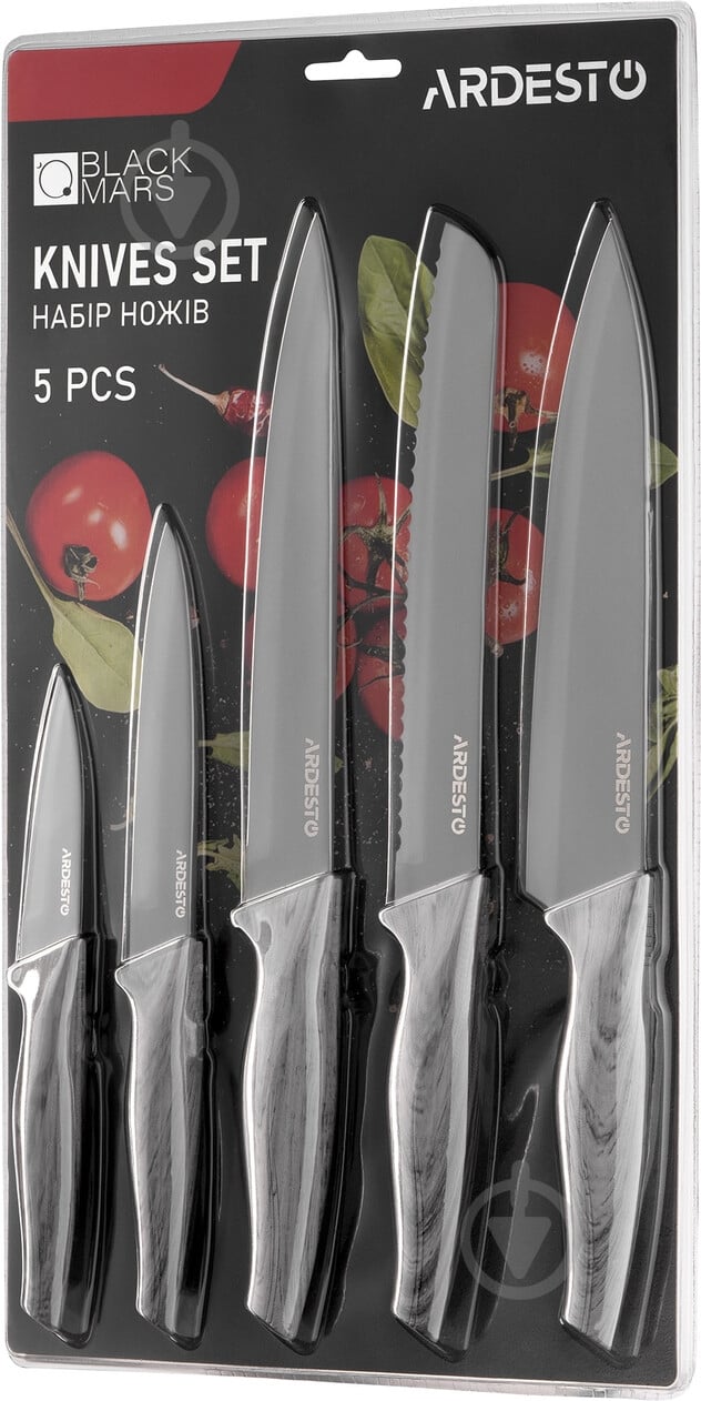 Набор ножей Ardesto Black Mars 5 предметов AR2105BG - фото 7 Набор ножей Ardesto Black Mars 5 предметов AR2105BG - фото 7