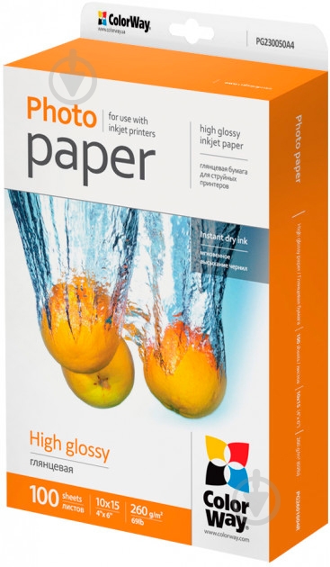 Фотобумага ColorWay глянцевая 260 г/м.кв. (PG2601004R) - фото 1 Фотобумага ColorWay глянцевая 260 г/м.кв. (PG2601004R) - фото 1