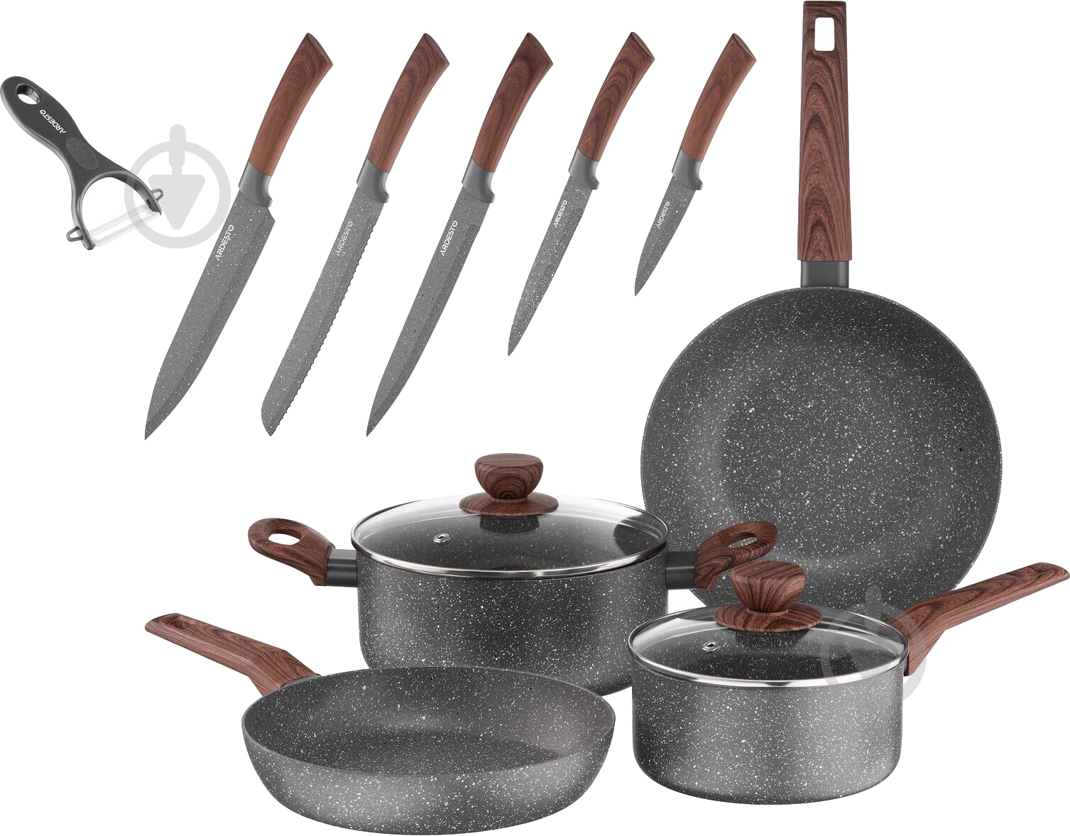 Набор посуды Ardesto AR1912CGS Midori 12 предметов - фото 1 Набор посуды Ardesto AR1912CGS Midori 12 предметов - фото 1