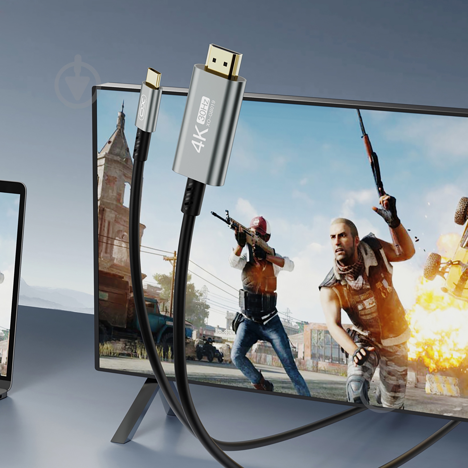 Кабель Xo GB019-CHDMI USB-C to HDMI 1,8 м black (GB019-CHDMI.tranish) - фото 4