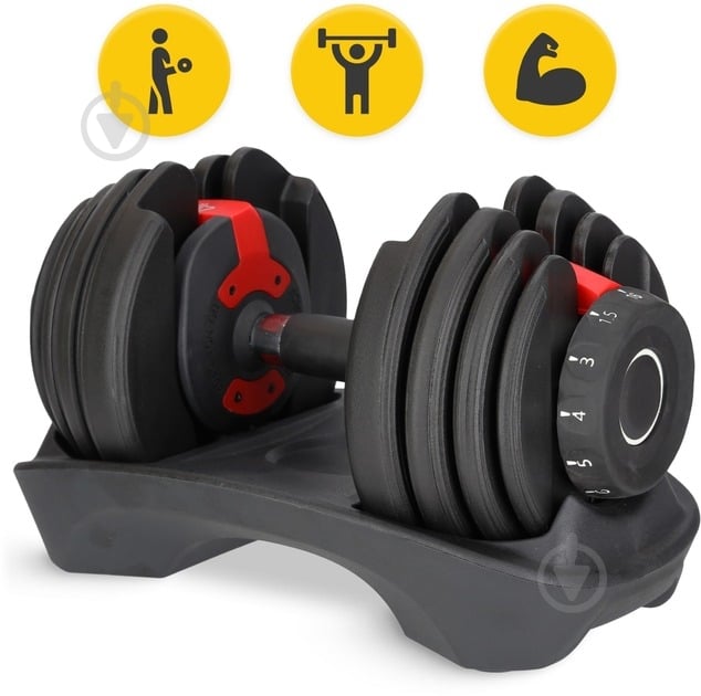 Гантель 4fizjo P-5907739319197 с регулируемым весом 1.5-16 кг черный - фото 2