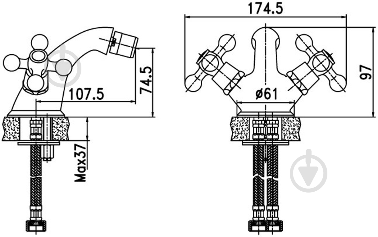 Змішувач для біде Aqua Rodos Ideal 91704 - фото 4 Змішувач для біде Aqua Rodos Ideal 91704 - фото 4