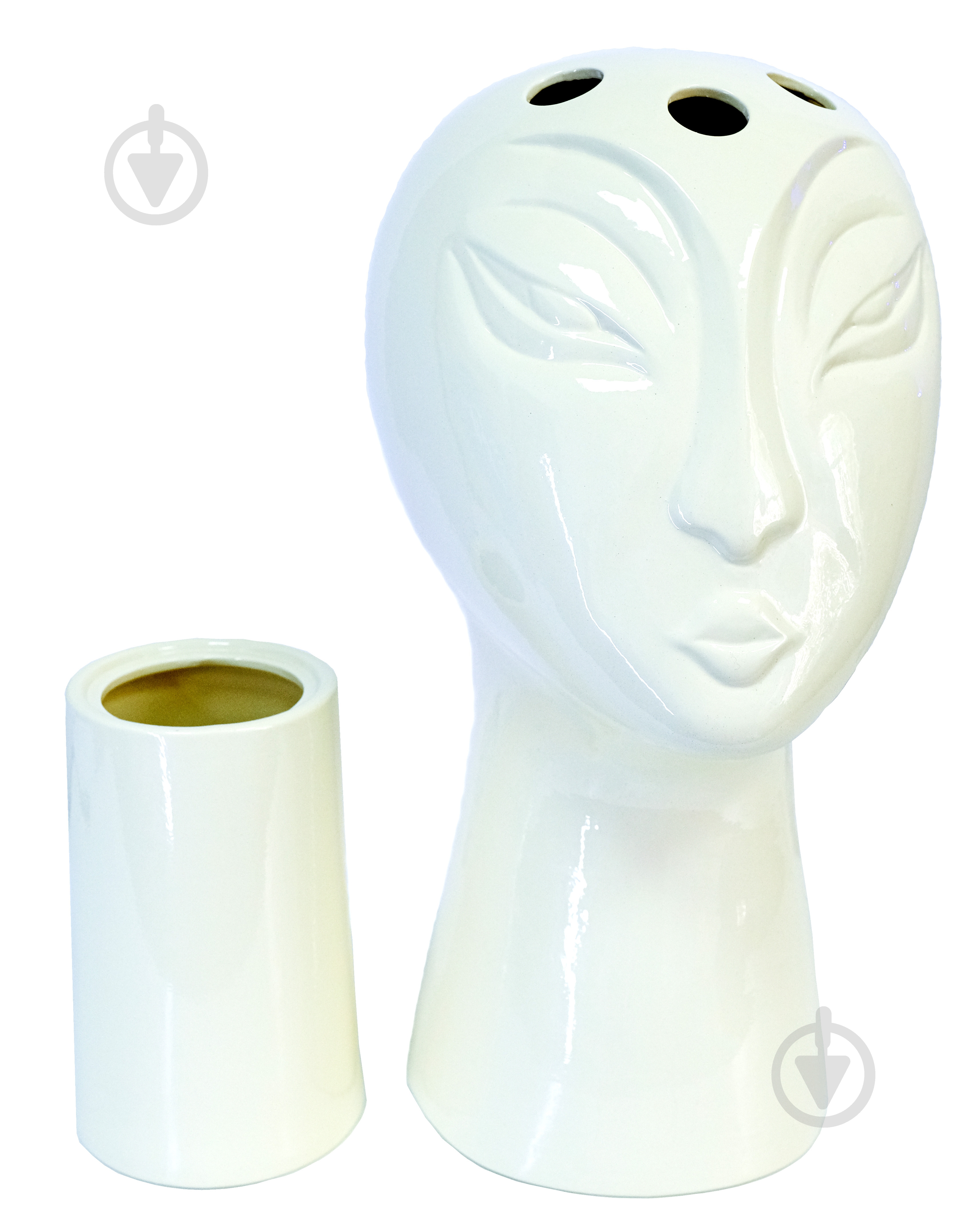 Ваза керамічна Nana ceramics Голова 43 см білий глянець - фото 1