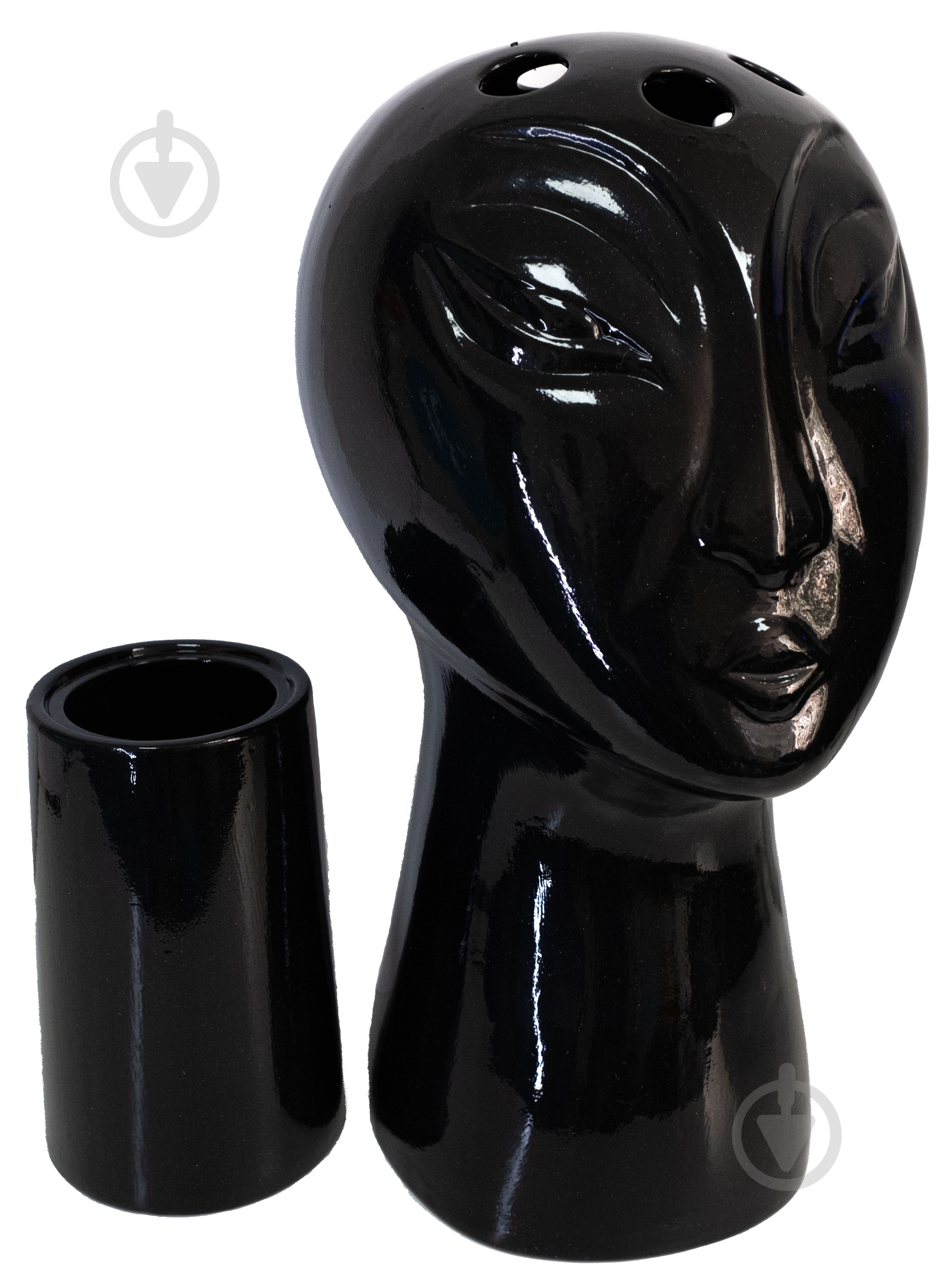 Ваза керамическая Nana ceramics Голова 43 см черный глянец - фото 1