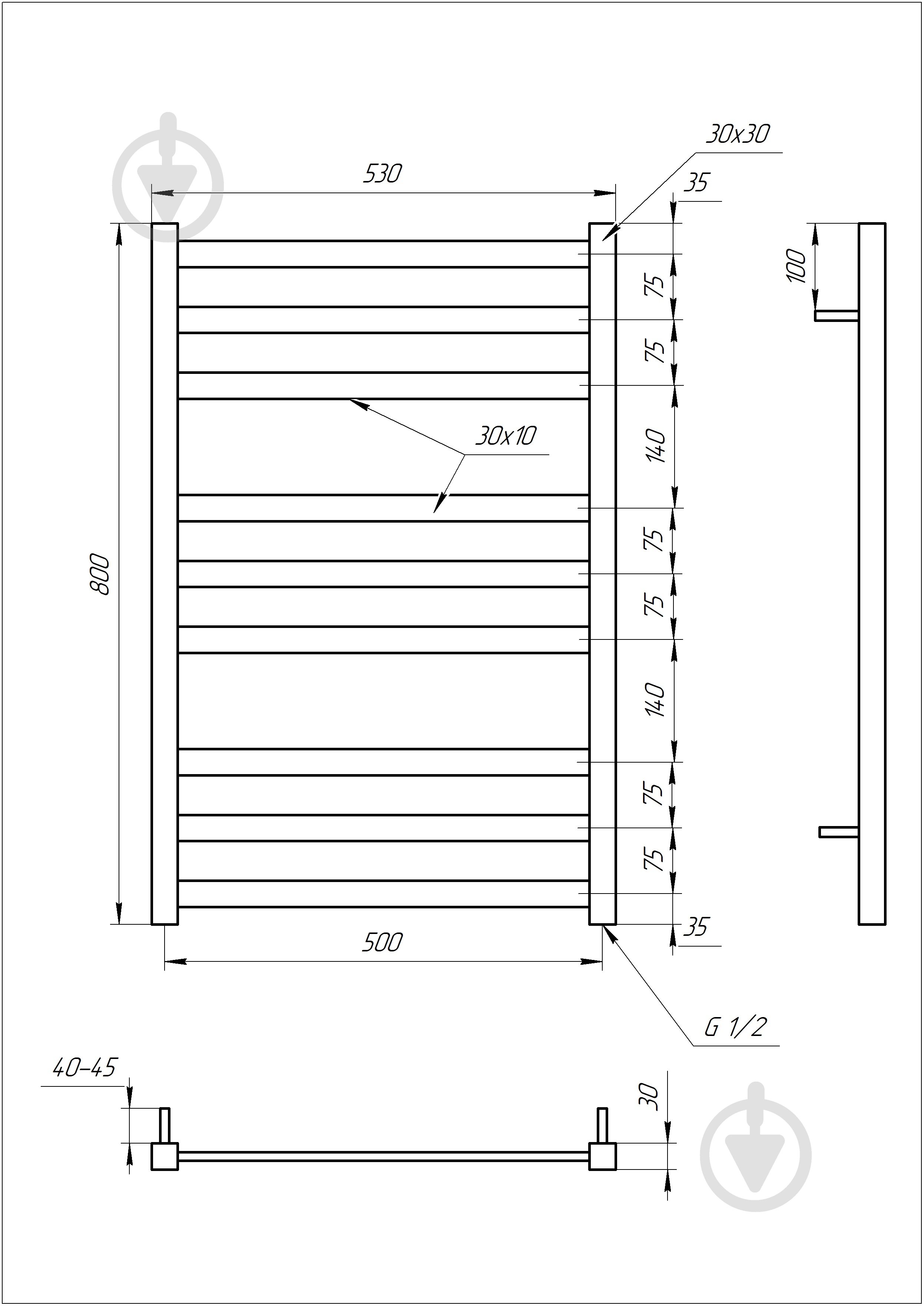Полотенцесушитель водяной GenesisAqua Tristar/B800 - фото 3