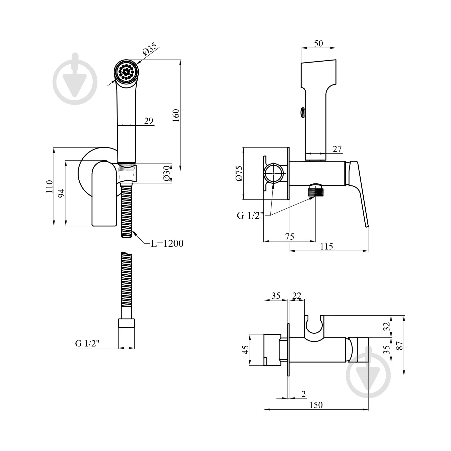 Комплект прихованого монтажу для біде Kroner KRP Graz - C082 - фото 2 Комплект прихованого монтажу для біде Kroner KRP Graz - C082 - фото 2