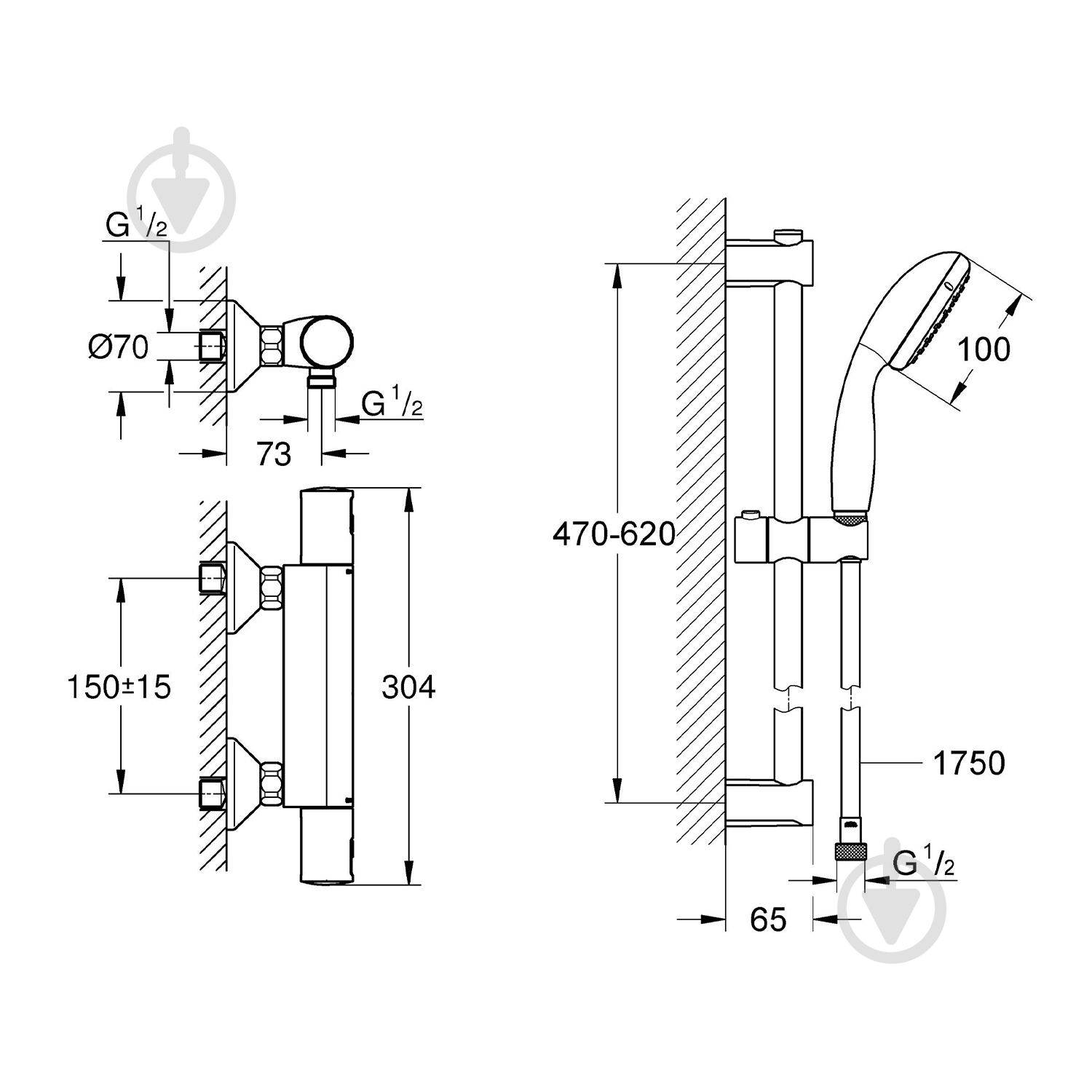 Смеситель для душа Grohe QuickFix Start Black UA303908T1 - фото 4