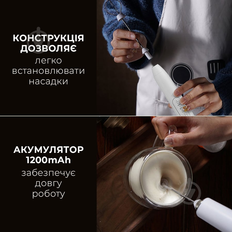 Вспениватель молока IKOS с аккумулятором белый (0013-DAH) - фото 5