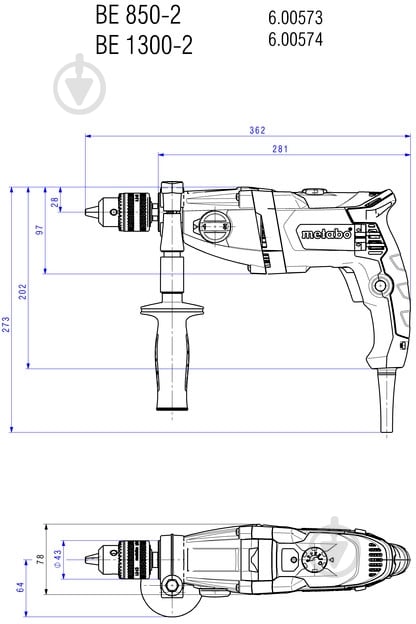 Дрель безударная Metabo BEV 1300-2 600574810 - фото 5 Дрель безударная Metabo BEV 1300-2 600574810 - фото 5