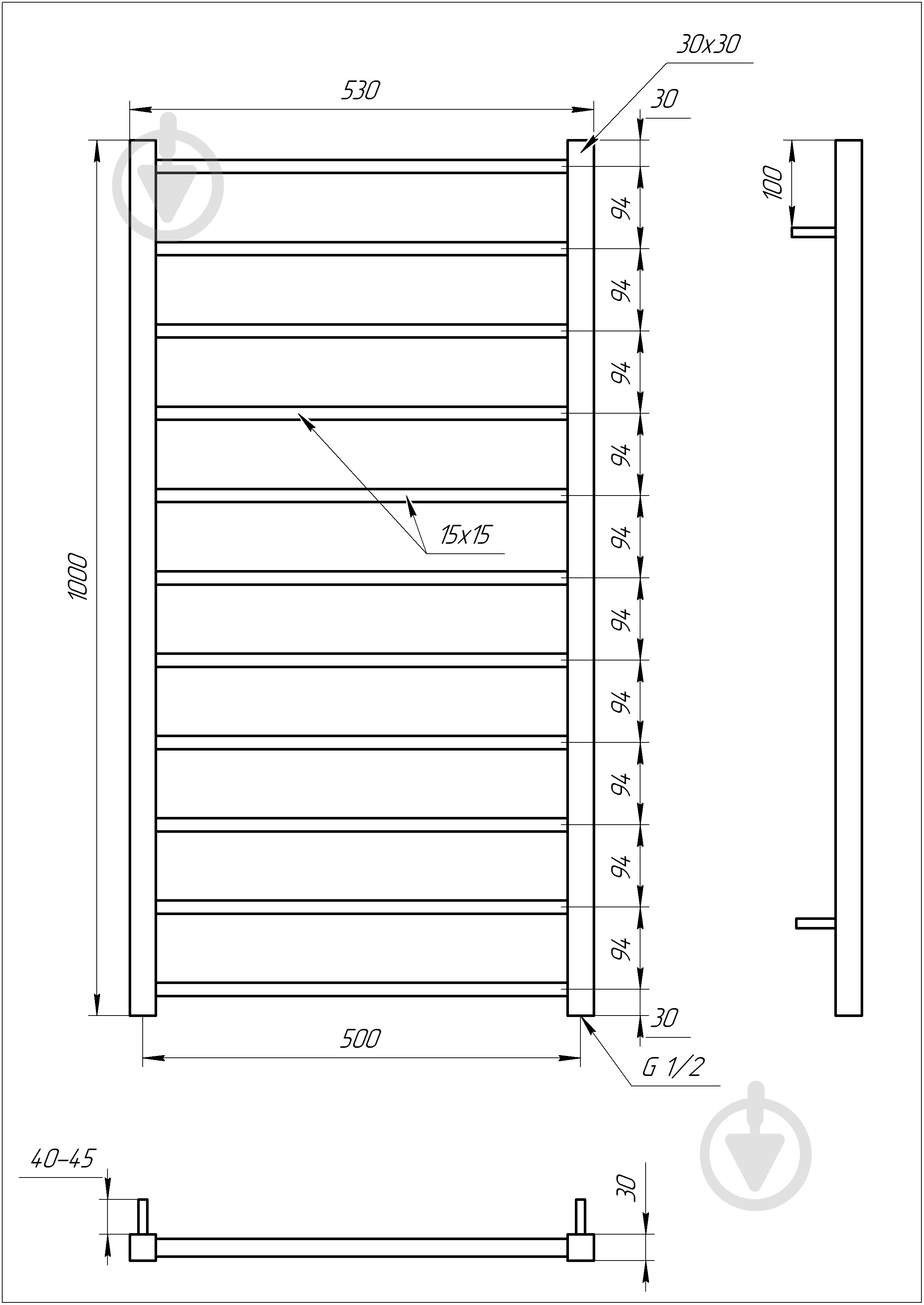 Полотенцесушитель водяной GenesisAqua Flat/B1000 - фото 7 Полотенцесушитель водяной GenesisAqua Flat/B1000 - фото 7