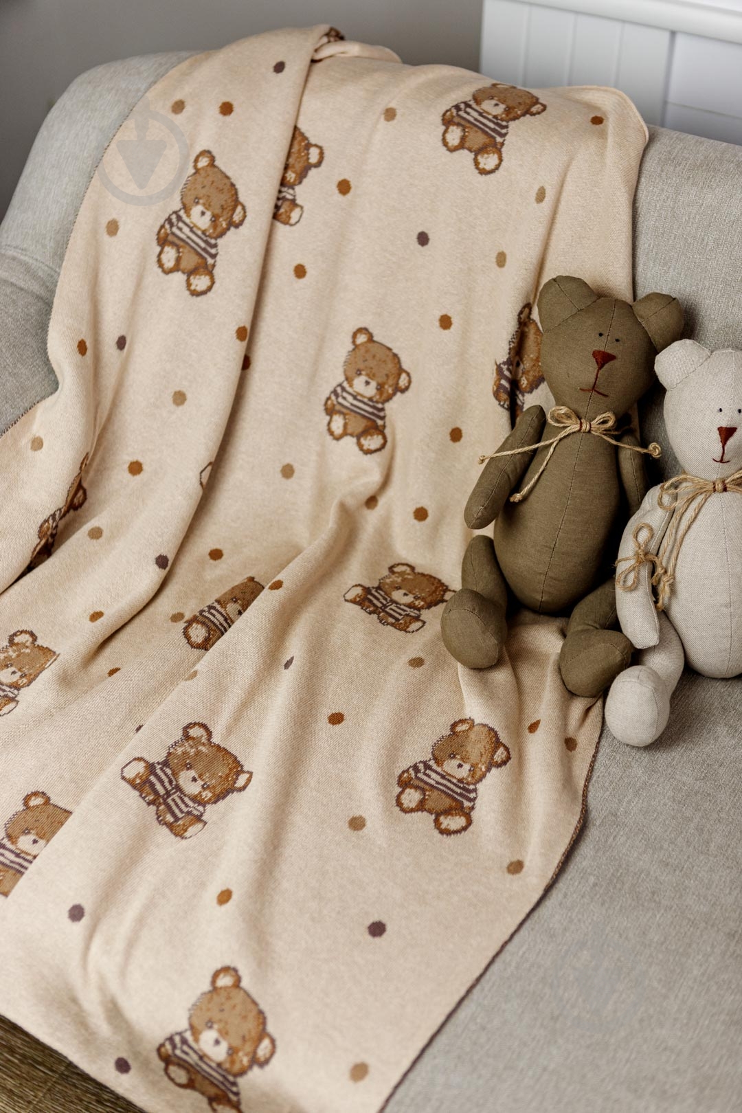 Плед ARTKNIT Тедди 90x100 см бежево-коричневый - фото 4