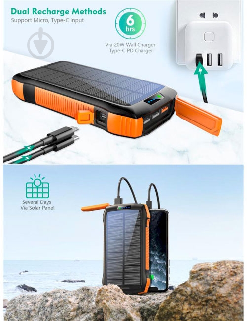 Повербанк Choetech 20000 mAh black/orange (B657-OR) - фото 6