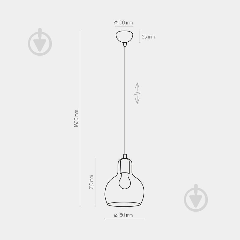 ВИТРИНА! Подвес TK Lighting MANGO 4360 1x/E27 прозрачный/черный - фото 2
