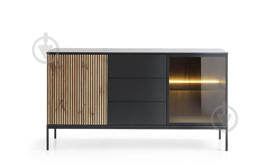 Комод Гелиос 1540x830x390 мм черный/чорный/дуб вотан - фото 2 Комод Гелиос 1540x830x390 мм черный/чорный/дуб вотан - фото 2