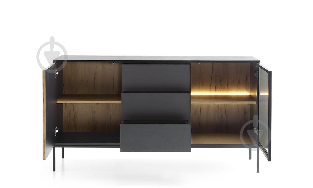 Комод Гелиос 1540x830x390 мм черный/чорный/дуб вотан - фото 3 Комод Гелиос 1540x830x390 мм черный/чорный/дуб вотан - фото 3