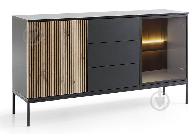 Комод Гелиос 1540x830x390 мм черный/чорный/дуб вотан - фото 1 Комод Гелиос 1540x830x390 мм черный/чорный/дуб вотан - фото 1