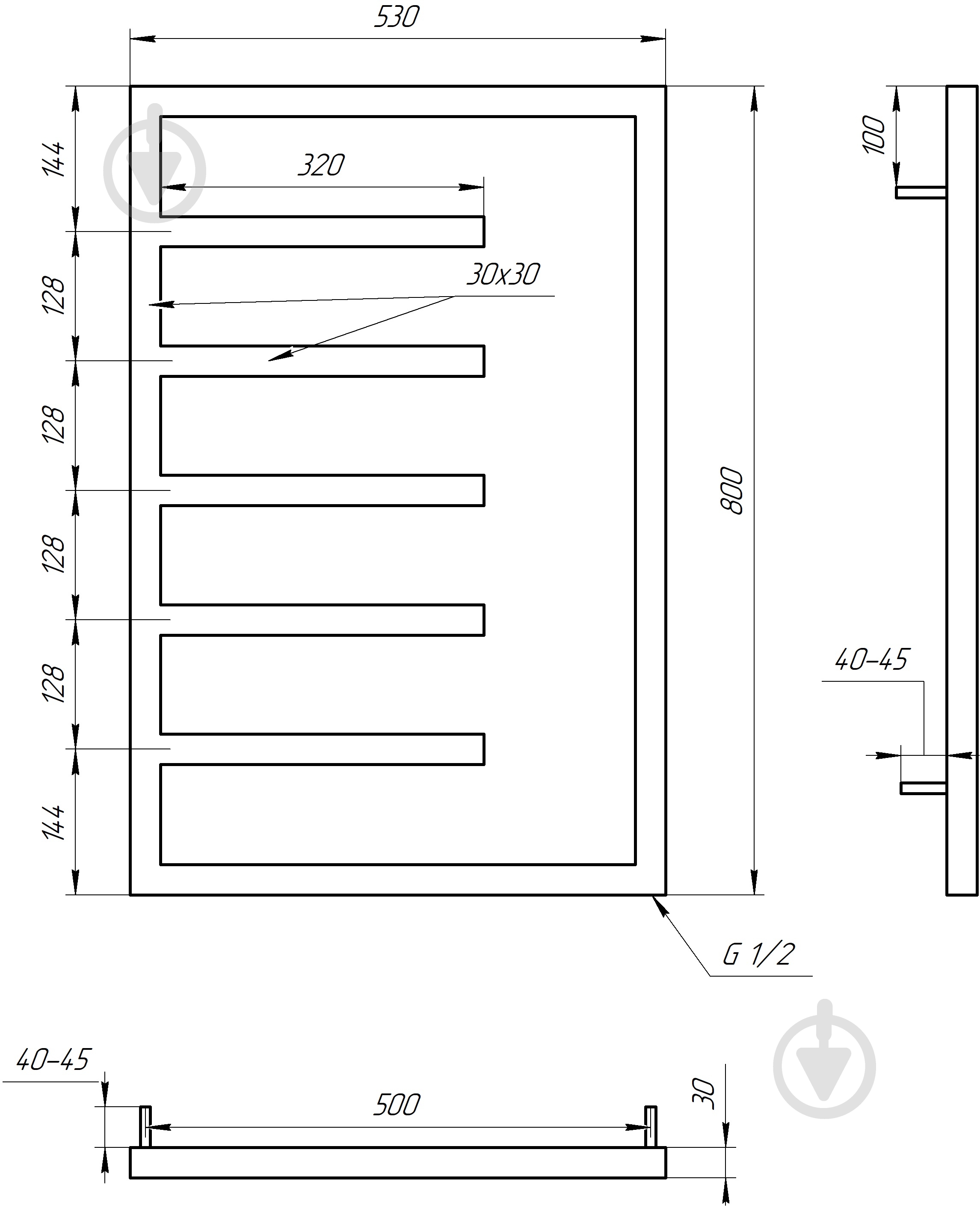 Полотенцесушитель водяной GenesisAqua Combo/B800 - фото 3