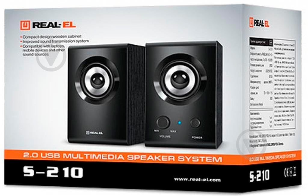 Акустическая система Real-el S-210 2.0 black - фото 2