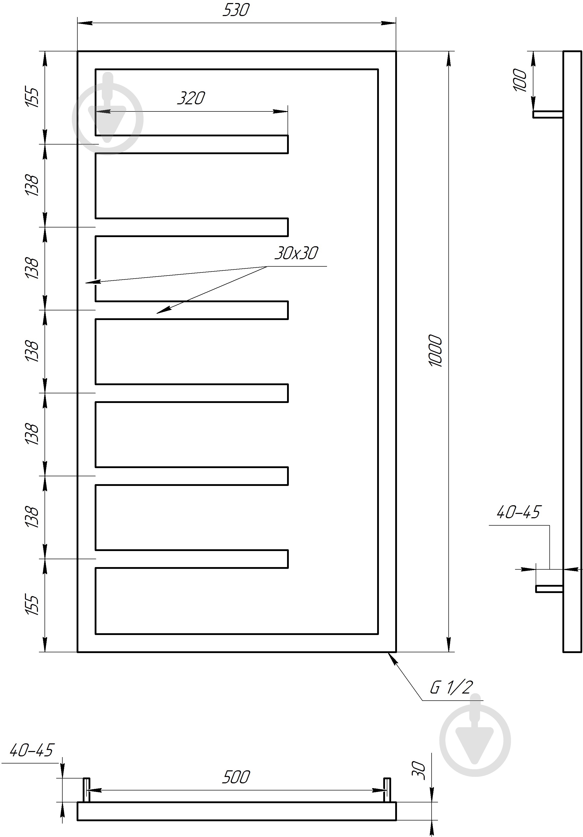 Полотенцесушитель водяной GenesisAqua Combo/B1000 - фото 3 Полотенцесушитель водяной GenesisAqua Combo/B1000 - фото 3