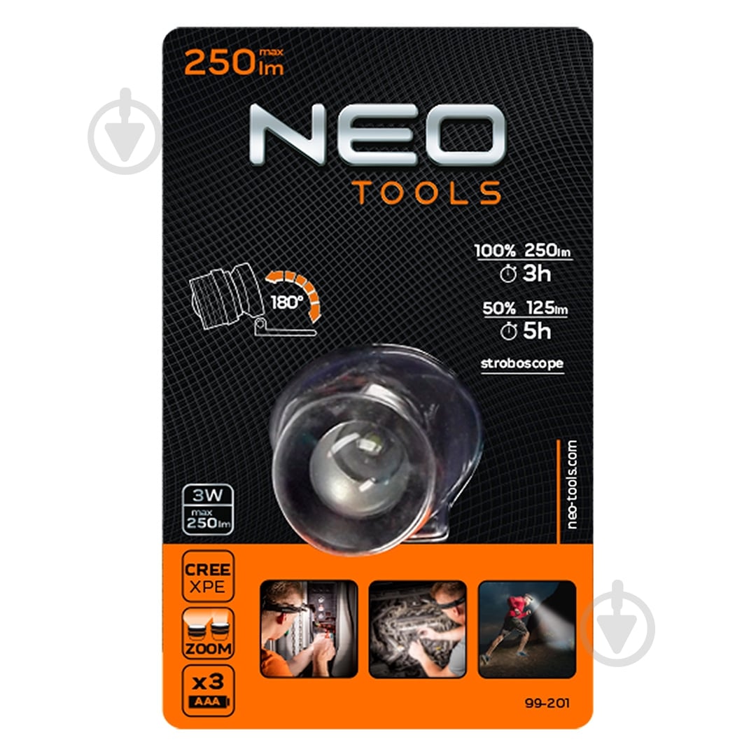 Фонарик на голову NEO tools 99-201 - фото 3