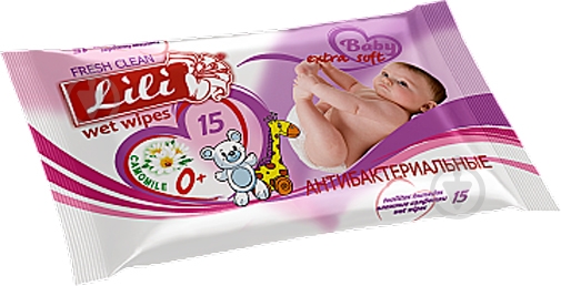 Дитячі вологі серветки Lili з екстрактом ромашки 20 шт. - фото 1