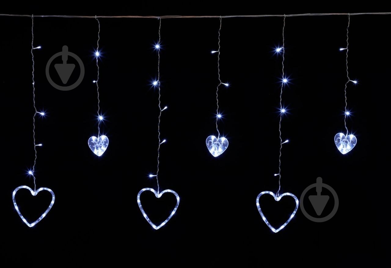 Электрогирлянда-штора Сердця светодиодная (LED) 138 ламп 2,5 м (QC6002) - фото 1 Электрогирлянда-штора Сердця светодиодная (LED) 138 ламп 2,5 м (QC6002) - фото 1