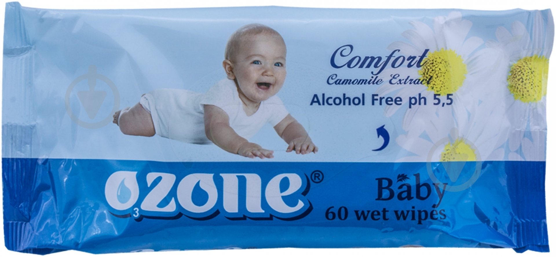 Дитячі вологі серветки Ozone Baby з екстрактом ромашки 60 шт. - фото 1 Дитячі вологі серветки Ozone Baby з екстрактом ромашки 60 шт. - фото 1