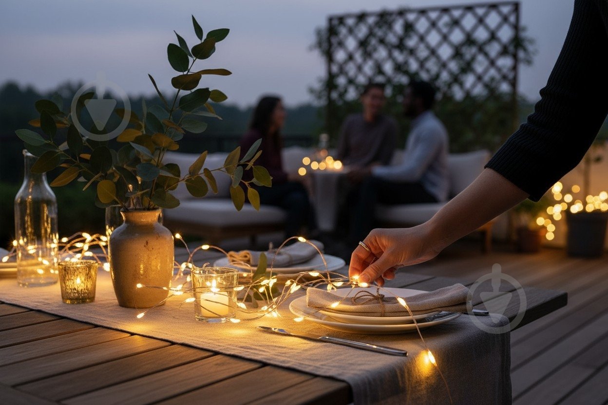 Електрогірлянда лінійна роса тепла біла світлодіодна (LED) 200 ламп 20 м (QC6005) - фото 2