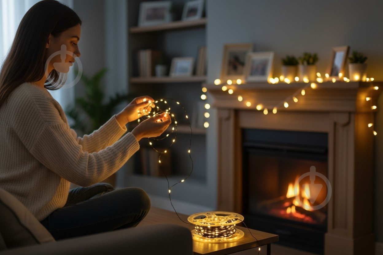 Електрогірлянда лінійна роса на котушці тепла біла світлодіодна (LED) 2000 ламп 200 м (QC6009) - фото 2 Електрогірлянда лінійна роса на котушці тепла біла світлодіодна (LED) 2000 ламп 200 м (QC6009) - фото 2