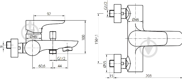Смеситель для ванны Damixa Origin top 831000000 - фото 2